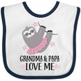 thumbnail image 3 of Inktastic Grandma and Papa Love Me Grandkids Sloth Girls Baby Bib, 3 of 4