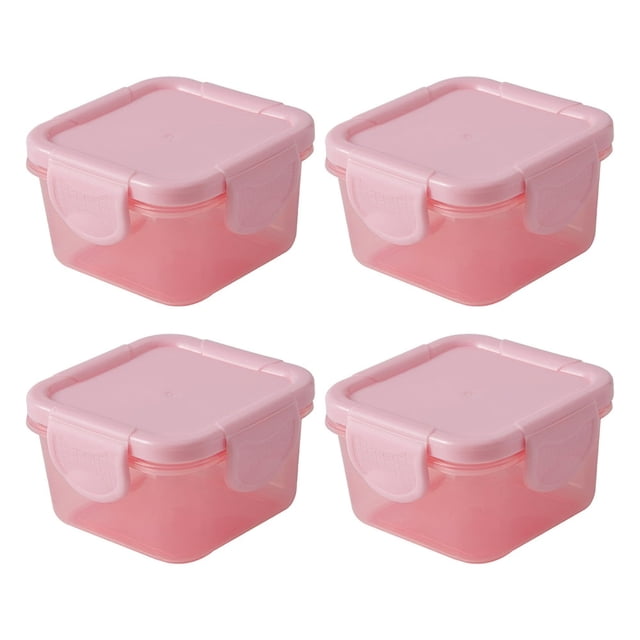 HLONK 4 Pcs Small Plastic Containers Packing Crisper Kitchen Storage Portable Mini Fridge Food Prep Child Baby