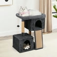 thumbnail image 4 of HiiKaa 34in Cat Tree,Cat Condo Tower for Large Cats up to 16 lb,Large Cat Perch,2 Cat Caves,Scratching Post,Gray, 4 of 6