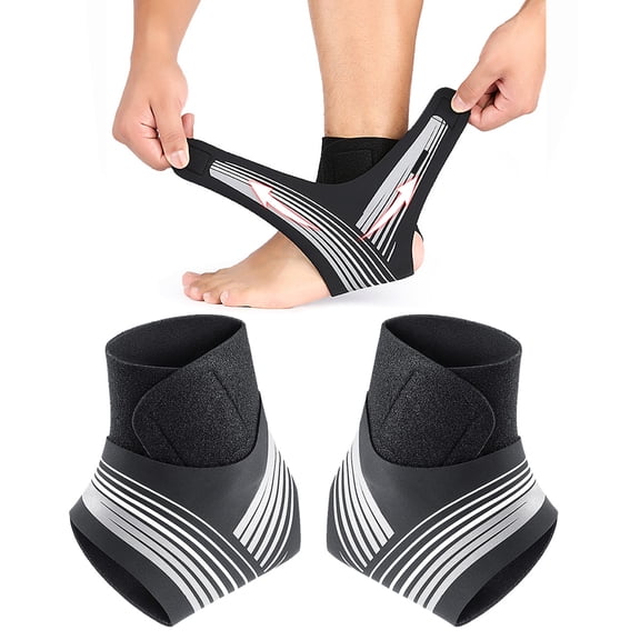 2 tobilleras de compresión transpirables para hombres y mujeres, funda elástica para esguince de pie para protección deportiva.