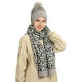 thumbnail image 5 of AWZXDE Men and Women Winter Fashionable Couple Riding Cold Weather Leopard Print Hat Thickened Scarf Touchscreen Knit Gloves Three-Piece Set for Outdoor Activities B, 5 of 7