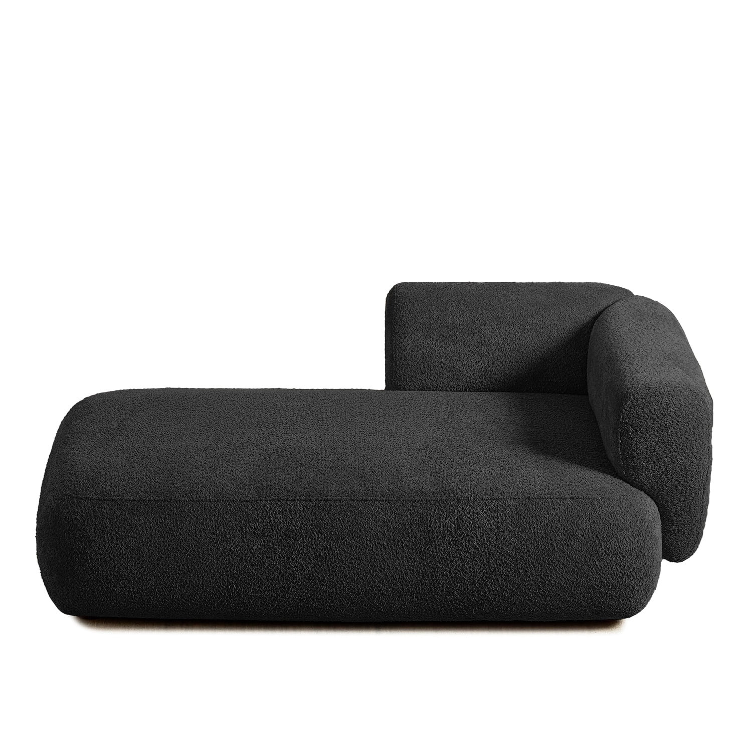 Hommoo 64" Boucle Upholstered Chaise Lounge Chair, Modern Tufted Leisure Sofa Chaise Sofa for Living Room, with Right Arm, Black