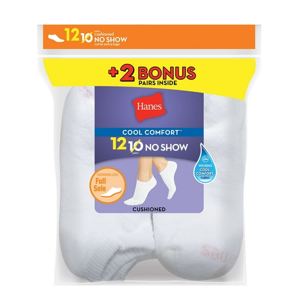 Hanes Hanes Women's Cushioned No Show socks, 10+2 bonus pack