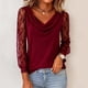 thumbnail image 1 of TaTaai Womens Solid Color Long Sleeve Ruched V Neck Pullover Casual Blouse Textured Detail Tunic Top for Daily Wear Gift, 1 of 5