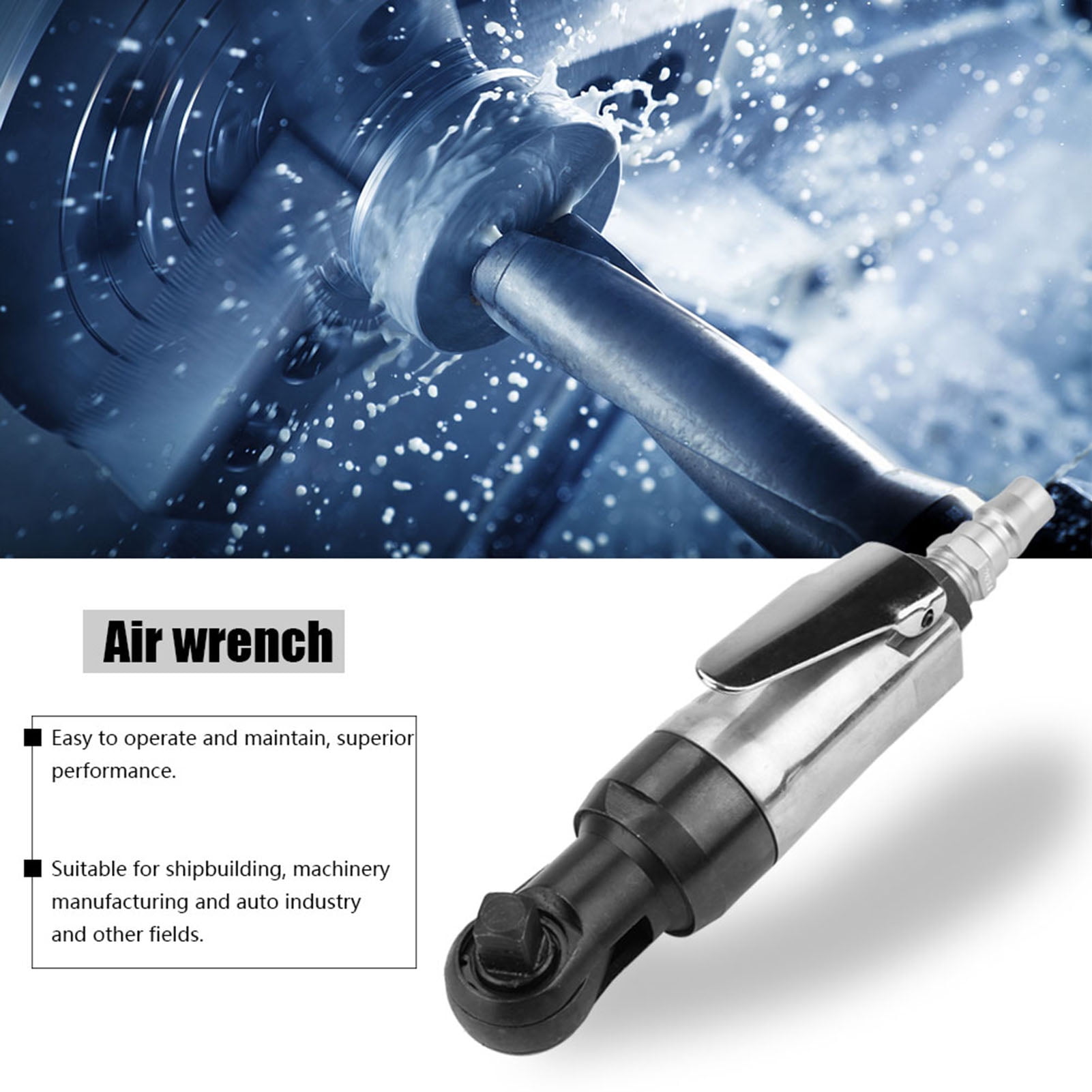 1/4 Air Ratchet Wrench,Square Drive Straight Shank Pneumatic Air Ratchet Wrench Professional Tool 