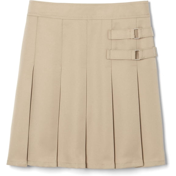 French Toast girls Adjustable Waist Two-tab Pleated-front Scooter Skirt, Khaki, 6X-Large US