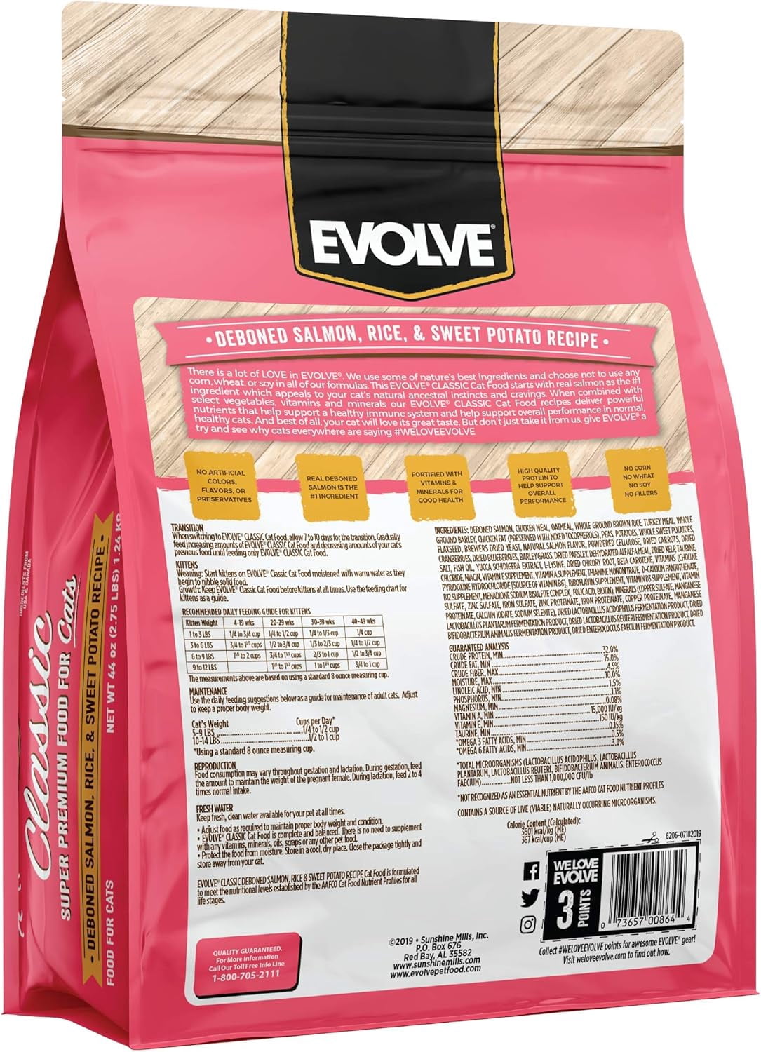 Evolve; Salmon, Brown Rice & Barley Formula Cat Food; 2.75 LB