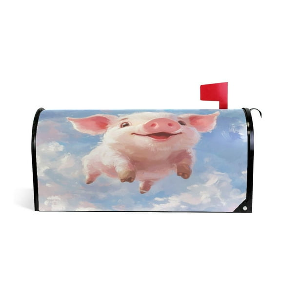 Mailbox Covers Magnetic Large Size 25.4x20.78 in Mailbox Wraps Post for Garden Yard Decor Flying Cute Pig