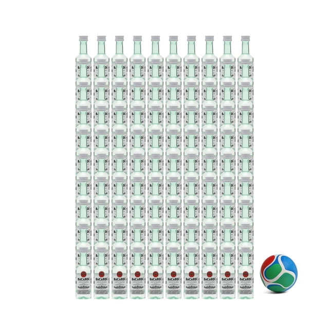 100 Ron Bacardi Carta Blanca MIni 50 ml + Balón Mini