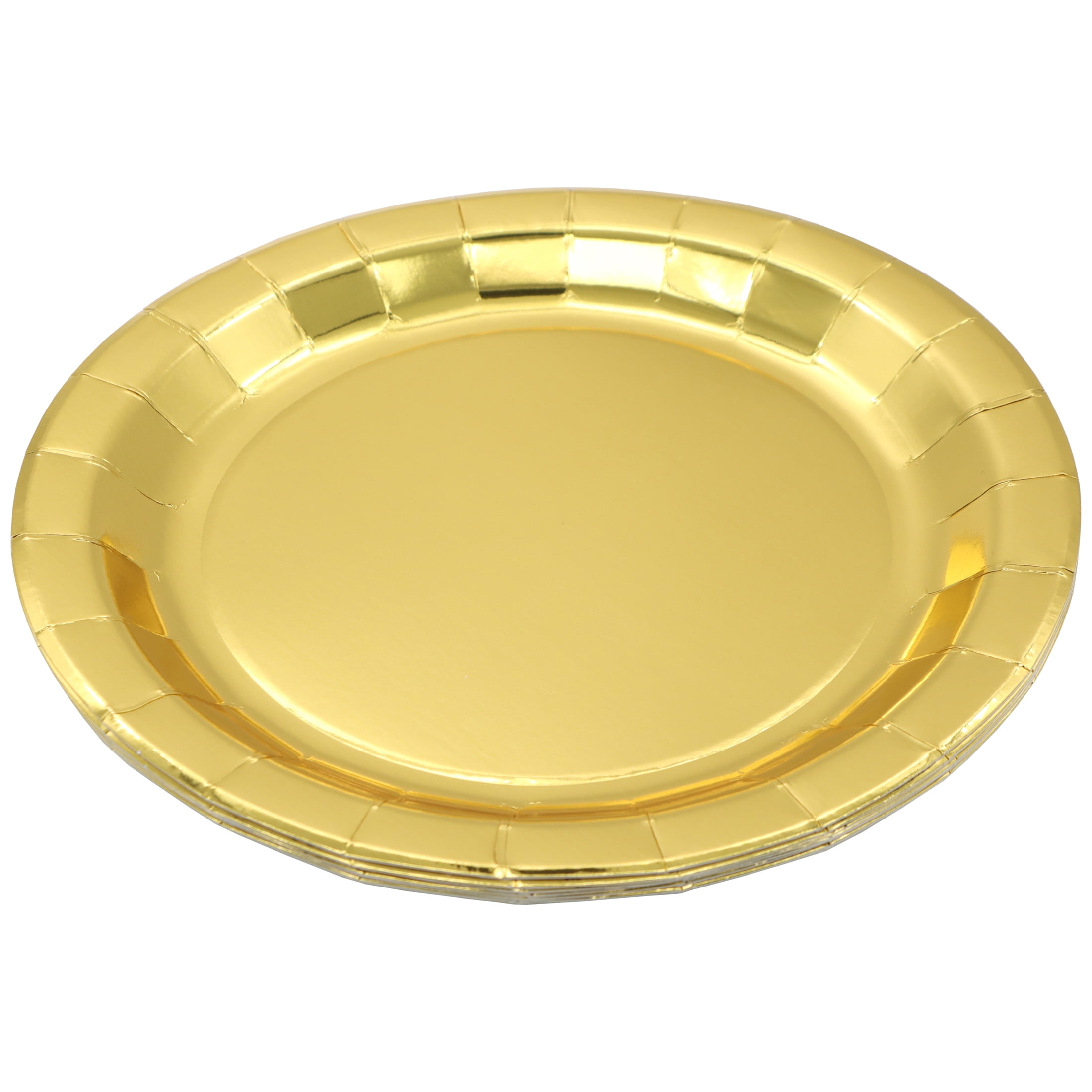 Celebrate It Dinner Plates, Solid Metallic Gold Decorative Paper Tableware, Gold, 9", 12 Pack (96 Total)