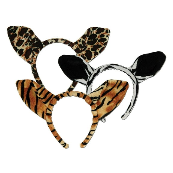 12 Pack Beistle Soft-Touch Animal Print Ears Headband