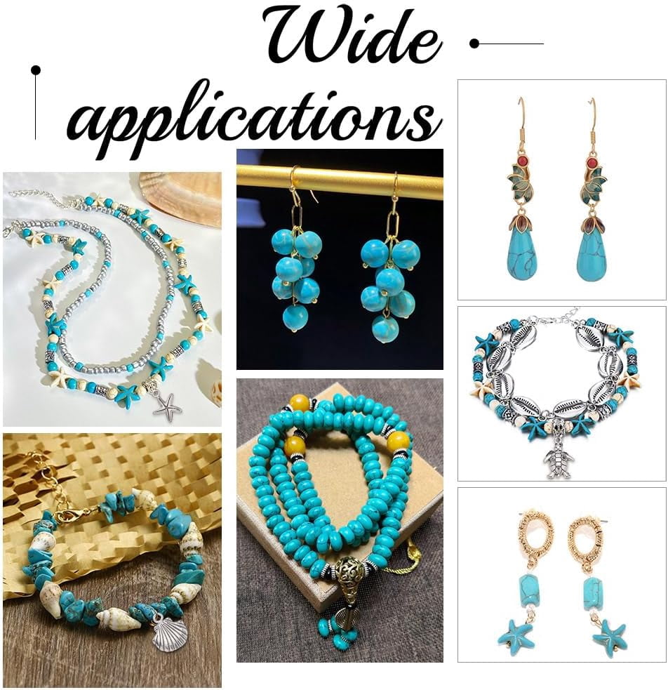 1115 Pcs Turtle Turquoise Earring Making Kit Including Starfish Beads Sea Turtle Beads Flower Bead Caps Open Jump Rings with Elastic Thread for Jewelry Necklace Earring Making for diy