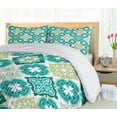 thumbnail image 5 of Ambesonne Green Duvet Cover Set, Geometric Colored Tiles, Queen, Green Teal White, 5 of 6