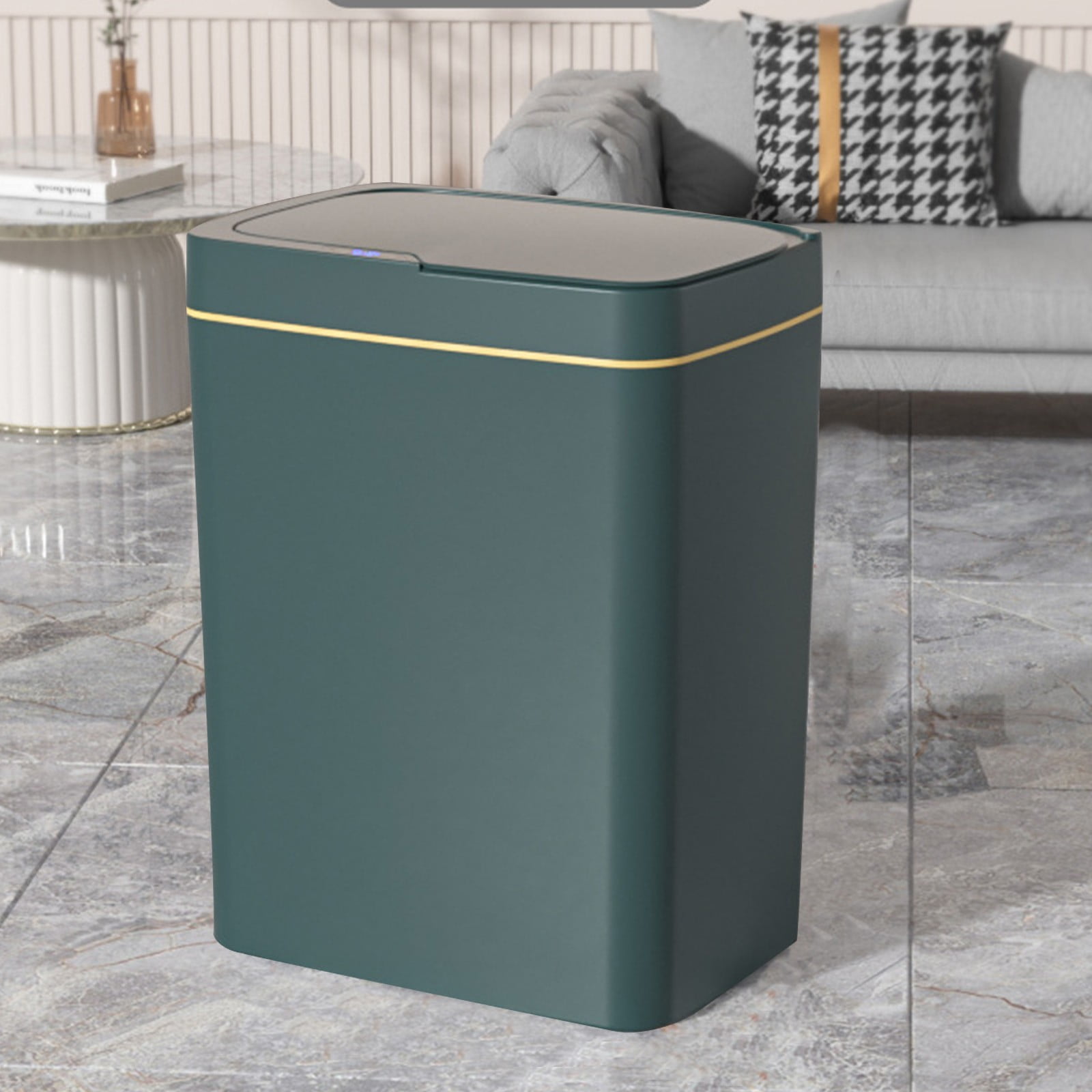 Smart Sensor Trash Can, Odor-Proof Kitchen Trash Can & Bathroom Garbage Bin with Lid, Auto-Open Small Trash Can for Home Office Bedroom Living Room, Green - Xuniizn