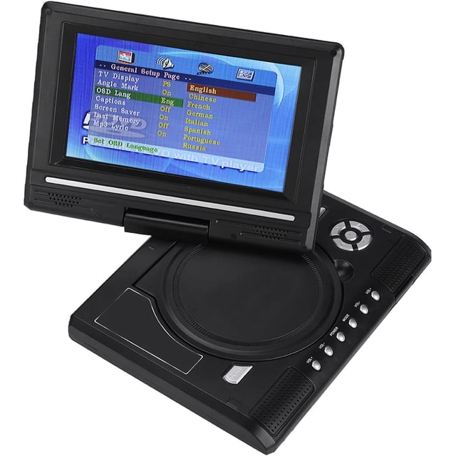 Yoidu Reproductor de DVD Portátil de 7 Pulgadas con Pantalla Giratoria, Recargable, Fuión TV, Salida AV, Fuión Juego, Rotación 270 Grados (Ehufe de EE. UU.)