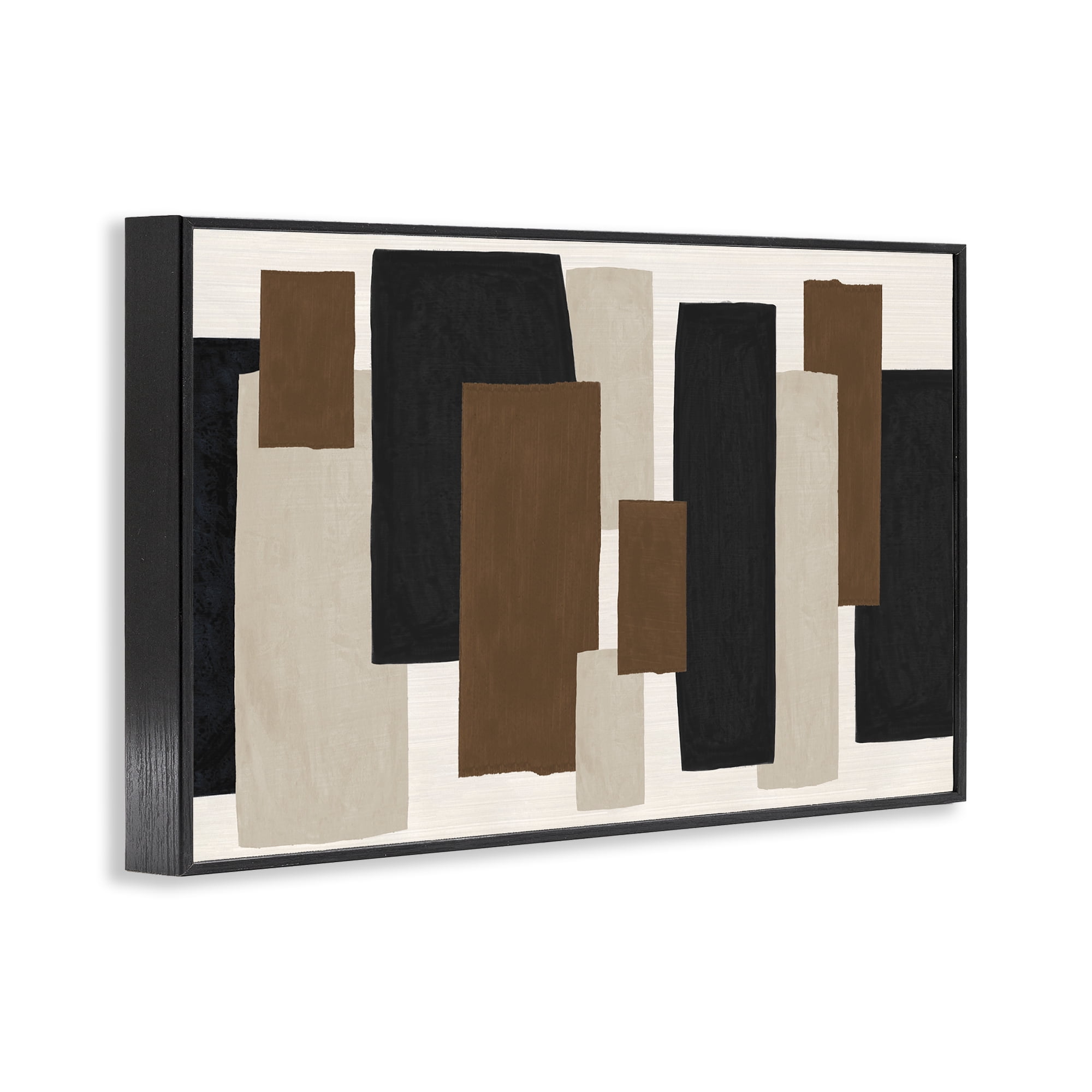 Stupell Industries Minimal Vertical Blocks in Earth Tones Black Framed Giclee Art, design by Janet Tava