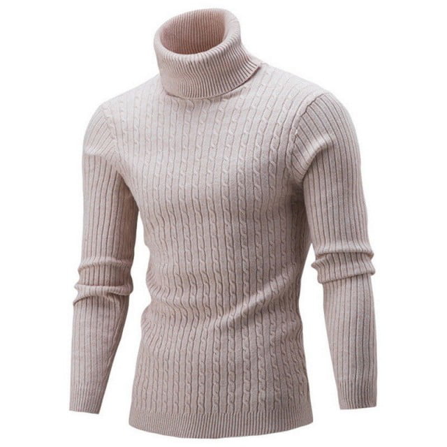 Mens Winter Warm Roll Turtle Neck Pullover Knitted Jumper Sweater Slim Fit Tops 