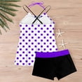 thumbnail image 6 of QIUOMBBP Women's Modest Tankini Swimsuit Dot Printed Halter Tank Top with Swim Boyshorts 2 Piece Bathing Suit for Summer Beach Purple S, 6 of 7