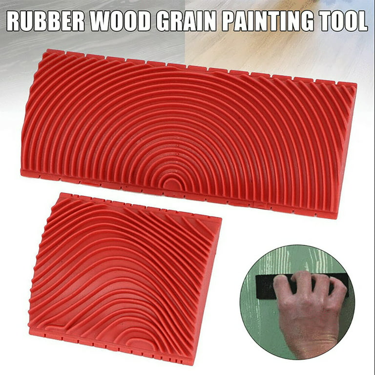4 Pieces/Set Wood Graining Painting Tool Rubber Imitation Wood Grain Tool Red Wood Grain Design Decorating Tool for DIY Wall Room Art Paint