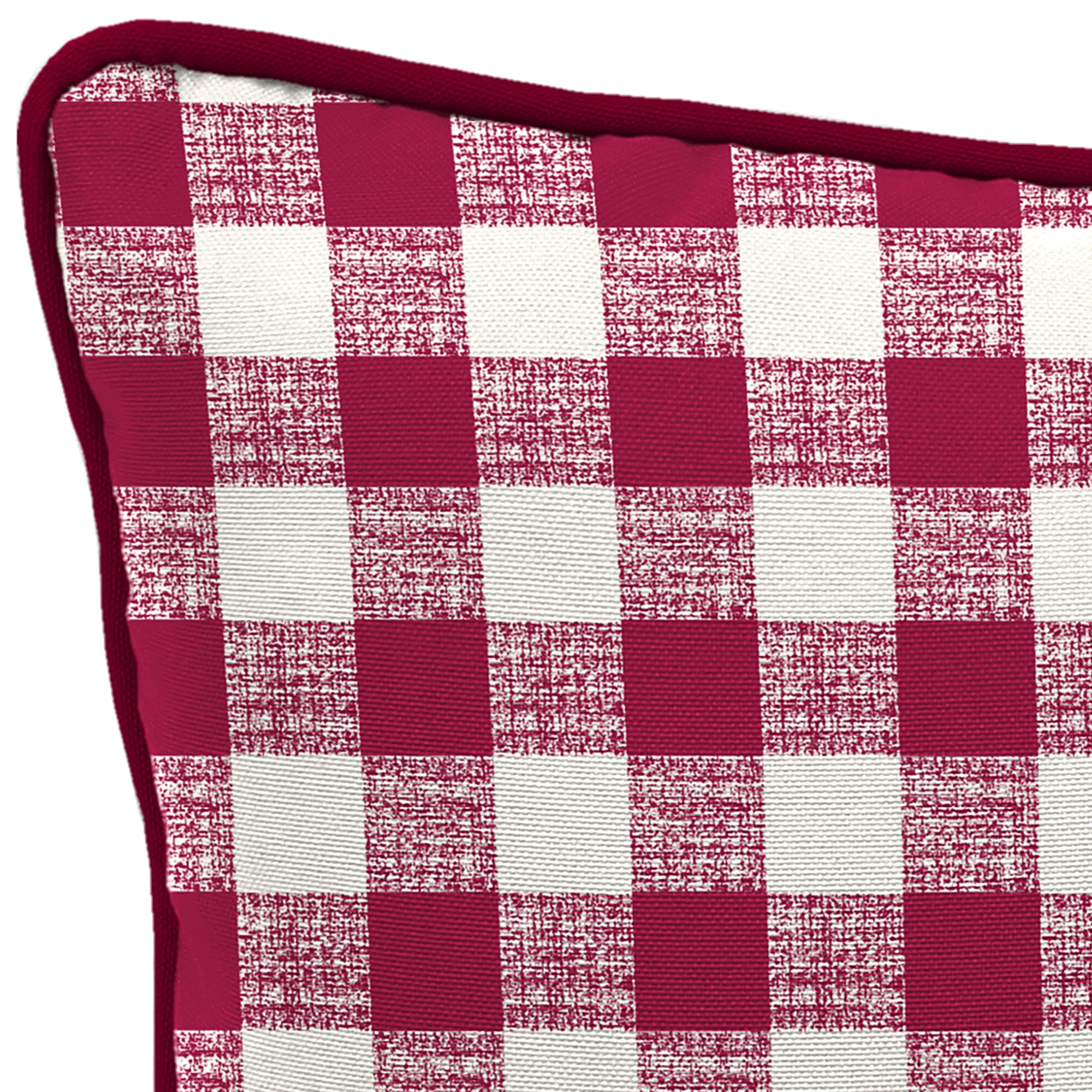 Mainstays Merlot Checkered Outdoor Throw Pillow, 16", Burgundy Plaid