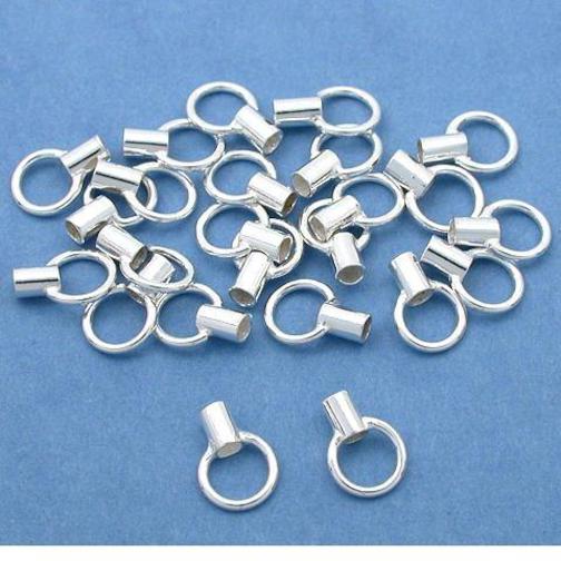 Sterlng Slver Weave Cord End Cap Wth Hook Clasp, 925 Slver Leather