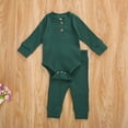 thumbnail image 2 of Kiapeise Infant Baby Knit Outfits Suits Buttons Round Neck Long Sleeve Romper Top + Elastic Long Pant, 2 of 6