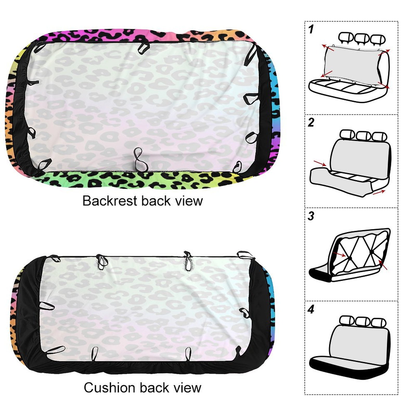 Animal Print Patterns Car Accessories Bench Seat Covers for Cars Print Car Seat Protector Cover for Rear Universal Fit