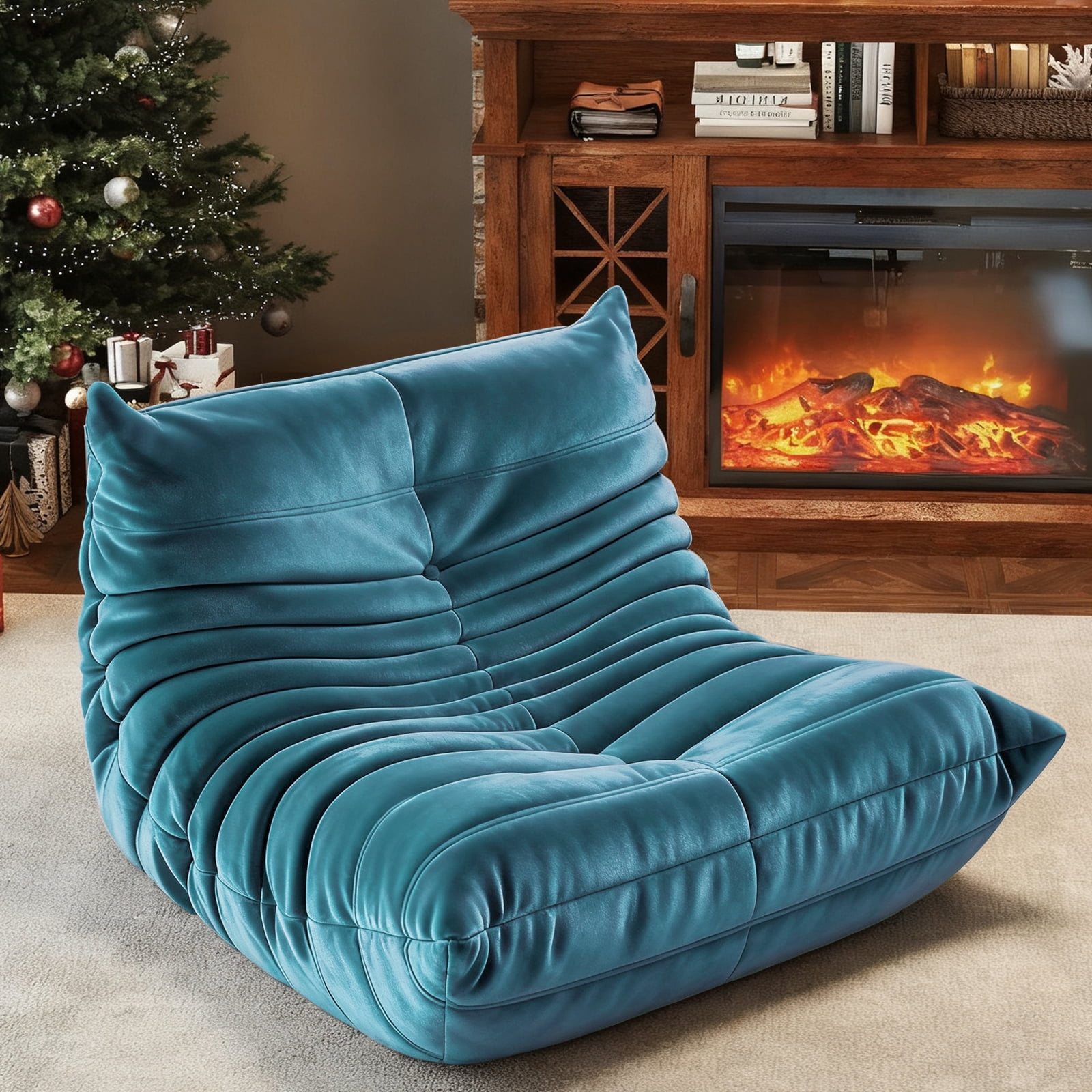 Alvantor Armless Bean Bag Chair, Dutch Velvet Lazy Sofa with Memory Foam, No Assembly Lounge Seat for Living Room Bedroom Dorm