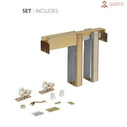 Panel Pocket Door 36 x 80 with Frames | Quadro 4115 White Silk | Kit Trims Rail Hardware | Solid Wood Interior Pantry Kitchen Bedroom Sliding Closet Sturdy Doors