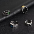thumbnail image 3 of HIJONES Men's Black Stone Ring Stainless Steel Square Crystal Gemstone Simple Vintage Statement Rings Silver Size 12, 3 of 4