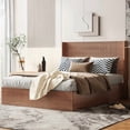 thumbnail image 3 of Euroco Wood Queen Size Platform Bed, Hydraulic Lift up Storage Beds, Brown, 3 of 10