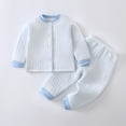 thumbnail image 2 of Loopsun Toddler Thermal Sets, Toddler Outfits Solid Round Neck Long Sleeve Top and Long Pants Fleece Lined Loungewear 2 Piece Set Sky Blue, 6-9 Months, 2 of 5