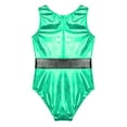 thumbnail image 4 of YONGHS Girls Christmas Santa Claus Dance Costume Shiny Metallic Gymnastics Ice Skating Leotard Green 6, 4 of 5