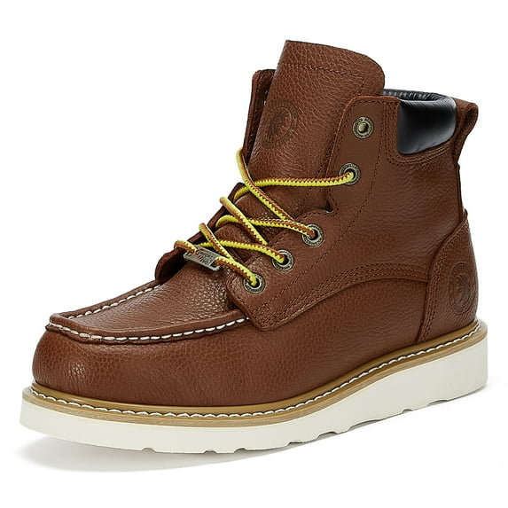 ROCKROOSTER 6 inch Male Claret Leather Soft Toe EH Protective Safety Wedge Work Boots with Vibram Outsole VAP360 US 10