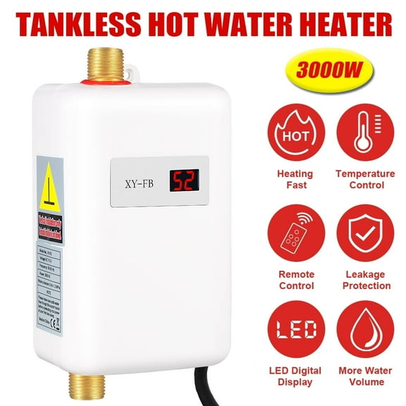 JahyShow 3000W Electric Tankless Instant Hot Water Heater for Bathroom Kitchen