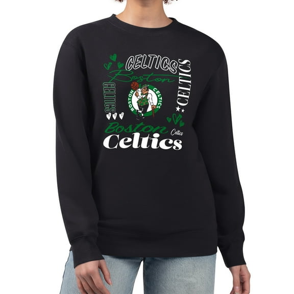 Women's G-III 4Her by Carl Banks Black Boston Celtics Collage Team Graphic Fleece Pullover Sweatshirt