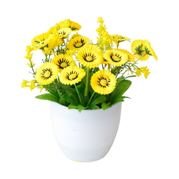 Artificial Potted for Home Decor - Silk Real Touch Flowers in Decorative Pots, Small Artificial Greenery for Office Desk, Table Centerpiece, Bedroom & Dining Room Decor