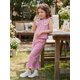 thumbnail image 5 of Conjunto de 2 piezas para niñas pequeñas: top sin mangas con cuello de muñeca y estampado a cuadros, y pantalón con cintura elástica., 5 of 9