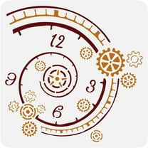 Spiral Clock Face Stencil for Painting 11.8x11.8 inch Large Clock Face Painting Stencil Reusable Gears Numbers Drawing Template Hollowed Clock Theme Stencil for Floor Wall Decoration