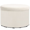 thumbnail image 1 of GETHFSA 24 Inch Storage Ottoman, Upholstered Pouf Ottoman with Hidden Storage, Round Corduroy Foot Rest Stool for Living Room Bedroom, Beige, 1 of 11