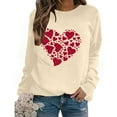 thumbnail image 6 of BLTIBY Valentine Shirts for Women Love Heart Printed Sweater Long Sleeve Round Neck Pullover Blouse Fashion Casual Valentines the Day Top Beige S, 6 of 8