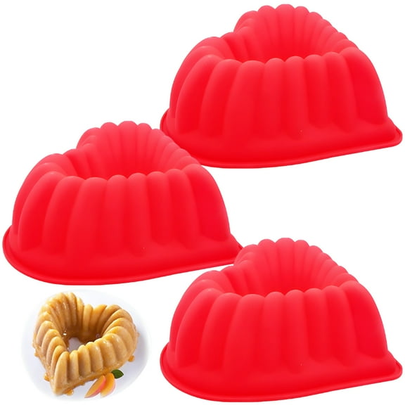 3 Pcs Heart Shaped Silicone Molds, Red Silicone Cake Pans, 8-inch Heart Baking Molds, Great for Mousse, Cakes, Chocolate, and Puddings