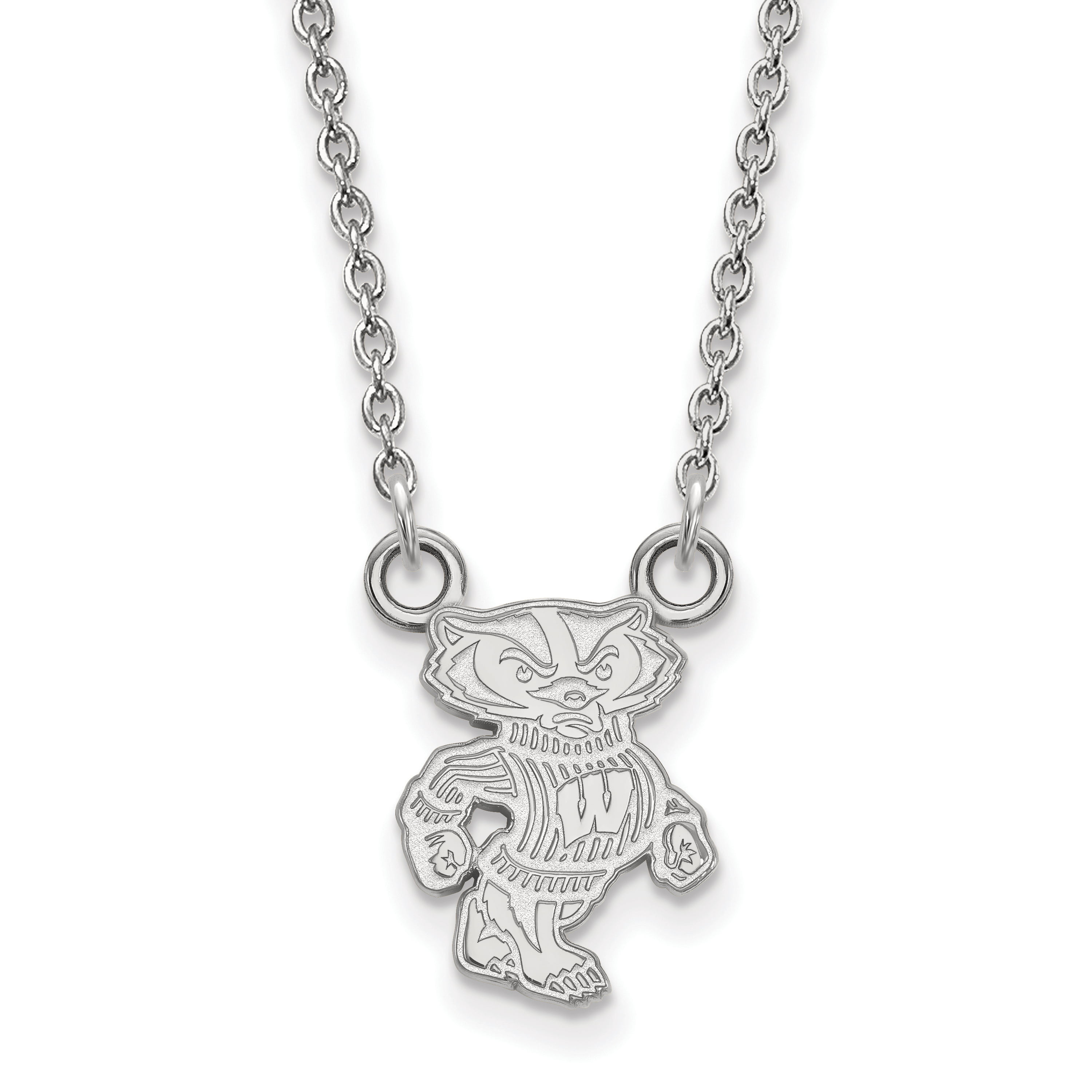University of Wisconsin Badgers Bucky Mascot Pendant in Sterling Silver