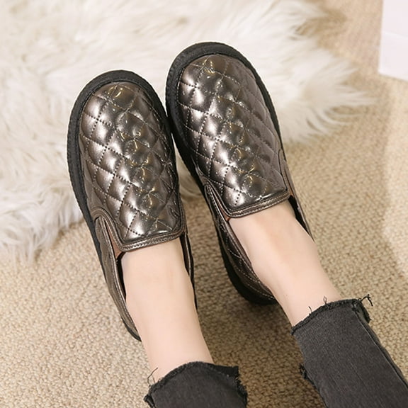 PiGOGI Women's Quilted Boots for Women Winter Snow Boots Warm Lined Slip On Shoes Fashion Comfort Gold 41