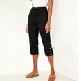 thumbnail image 6 of Yertdoel Capri Pants for Women Elastic Waist Button Split Hem Solid Color Workout Capris with Pockets Daily Cozy Casual Lightweight Capri Pants, 6 of 10