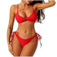 thumbnail image 1 of YUTK Maternity Bathing Suit - Women Solid Color Sexy Backless Strap Bikini Swimsuit - Red L, 1 of 5