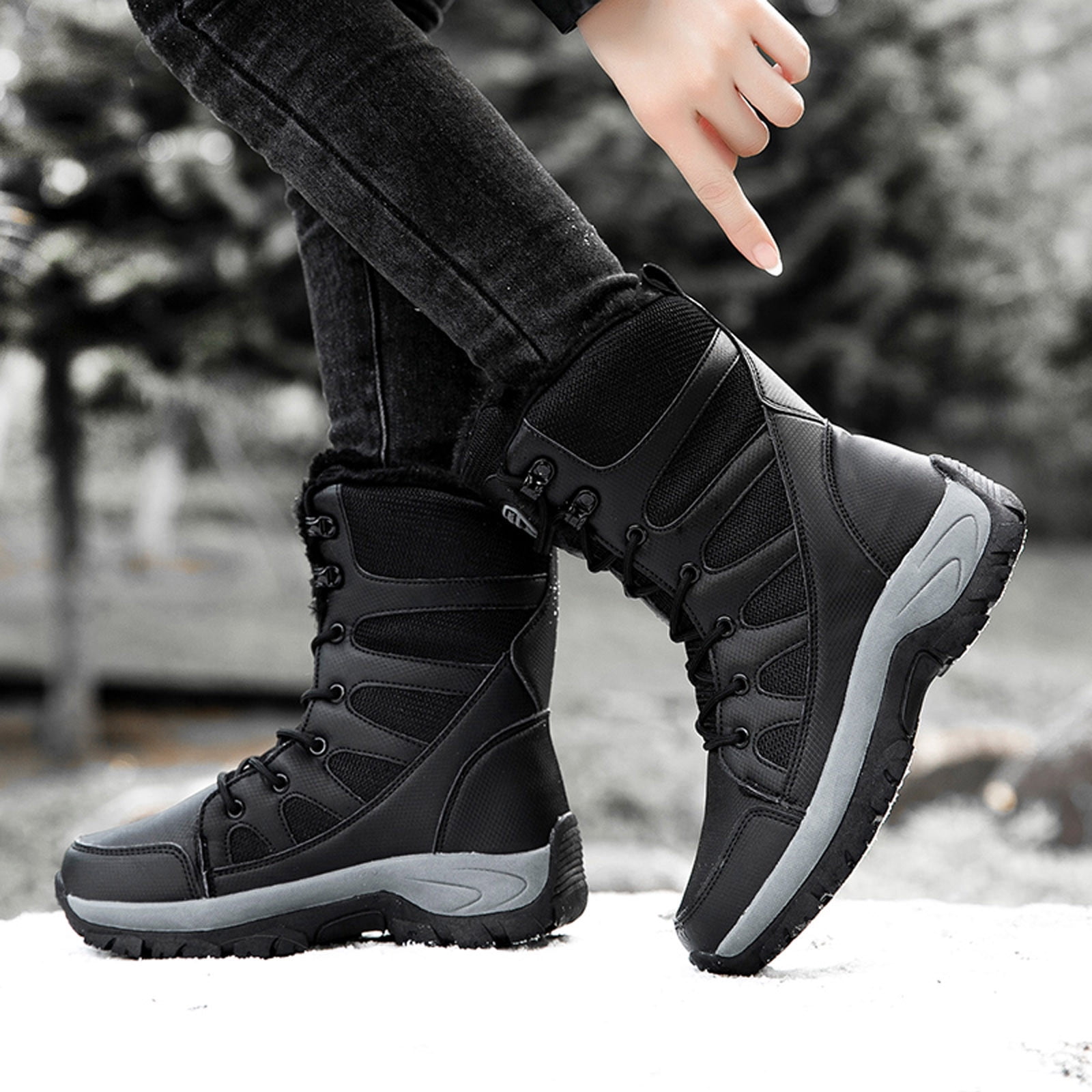 nsendm Female Shoes Adult Slouchy Boots for Women Wide Calf Women Side  Boots Shoes Heel Boots Wide Width Boots for Women Wide Calf 11w Black 10 
