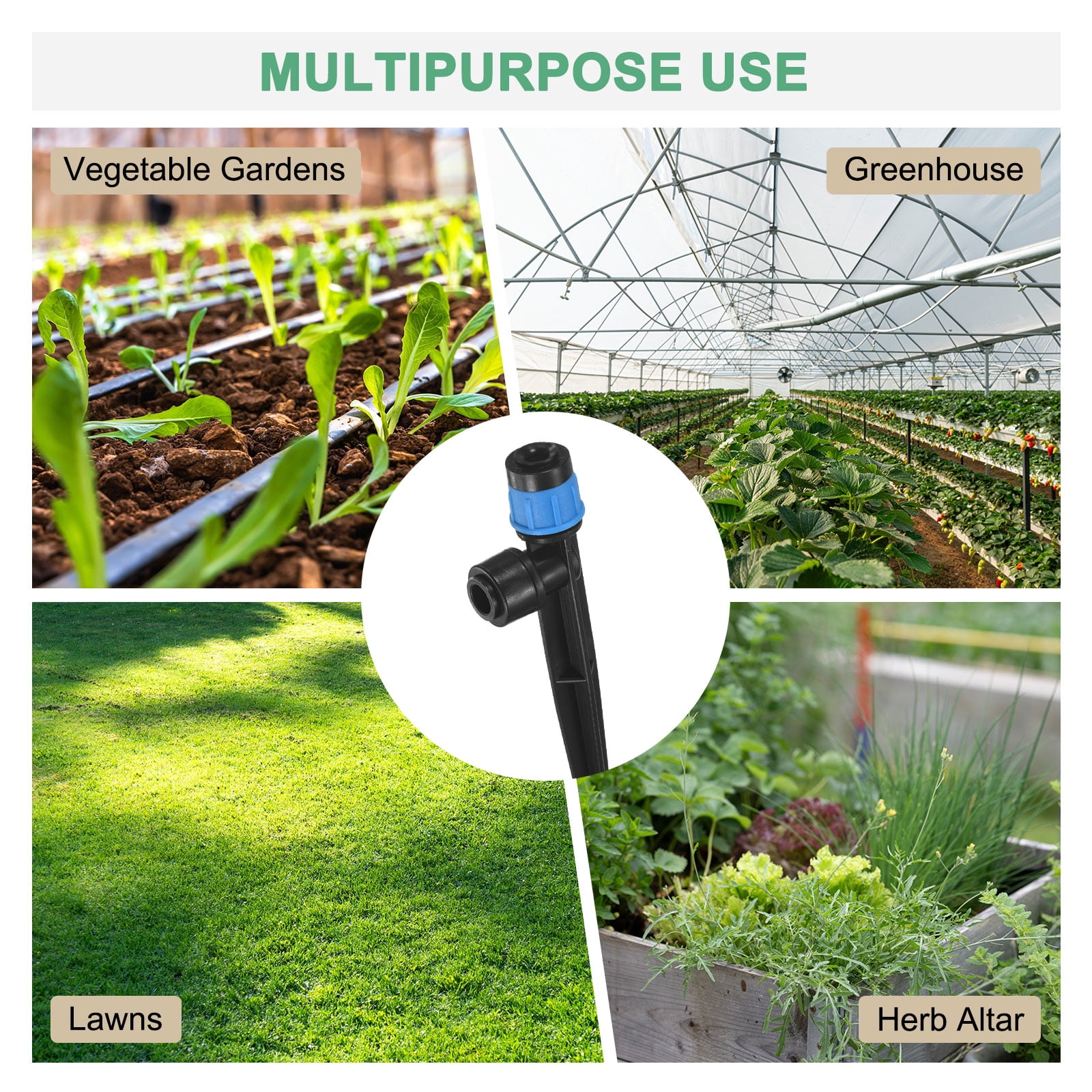 Uxcell 50-Pack Drip Irrigation Emitters, Adjustable 360 Degree Water Flow for 1/4" Tubing [Blue, Drip]