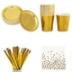 thumbnail image 1 of Gold Party Disposable Tableware Set Paper Plates Cups Napkins, 1 of 5