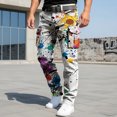 thumbnail image 4 of CONZONE Mens Cargo Pants Graffiti Graphic Y2K Staight Leg Cargo Pants for Men Lightweight Relaxed Fit Outdoor Workout Trousers With Pockets, 4 of 4
